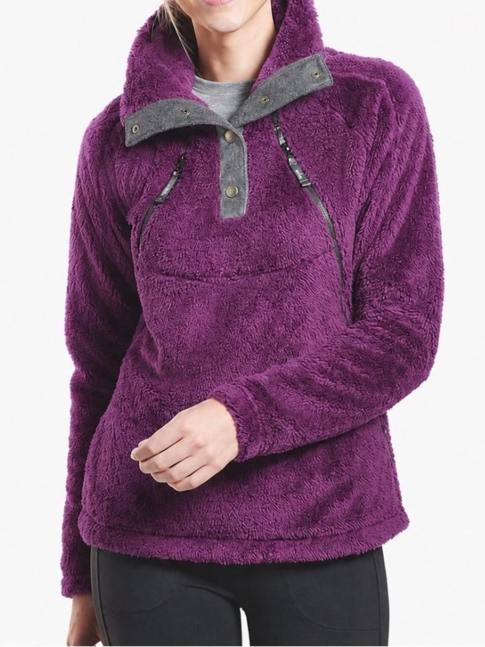 Like New Kuhl Flight Women’s Sherpa Pullover Sweater Sweatshirt Dark Purple Plum